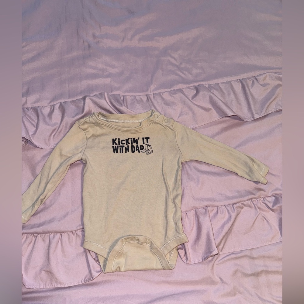 Kids Long-Sleeve One-Piece Bodysuit - Cream "Kickin' It With Dad"